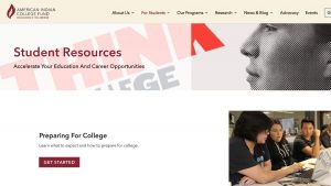 Home page screenshot American Indian College Fund