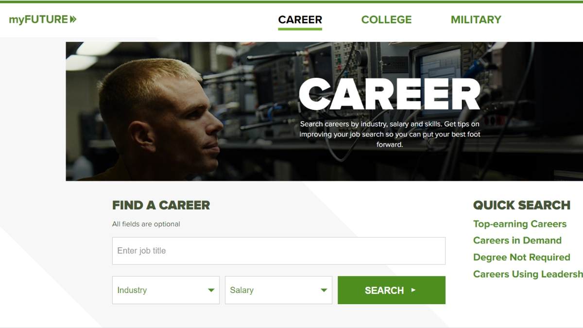 my future career page screenshot