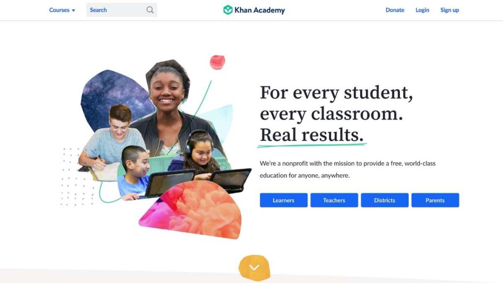 khan academy home page screenshot