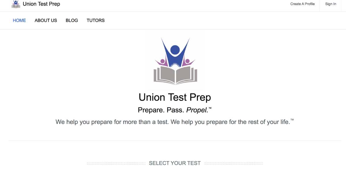 union test prep home page screen shot