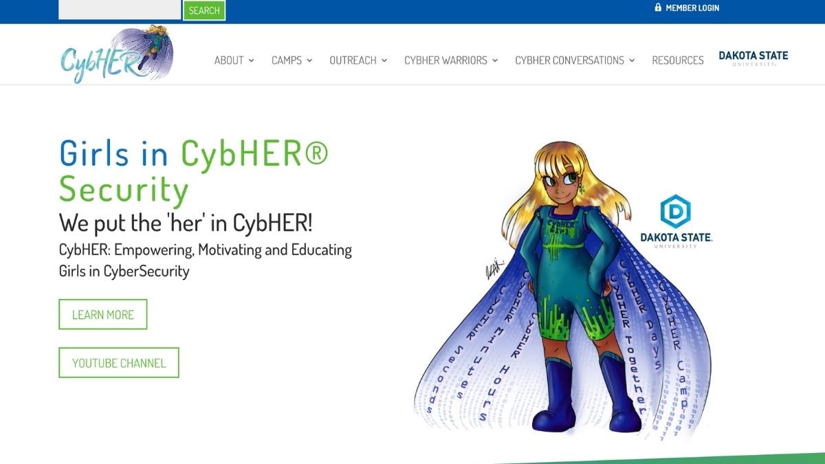 screenshot of CybHER website