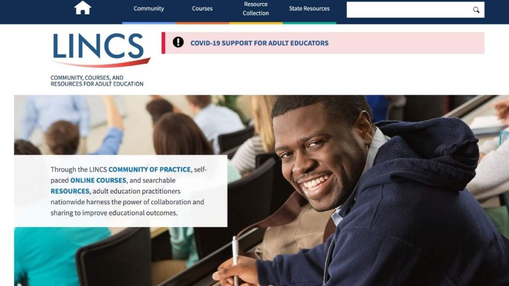 screenshot of LINCS website