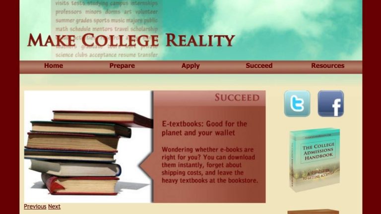 Screenshot of Make College Reality website