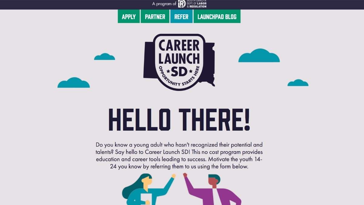 screen shot of SD Career Launch website