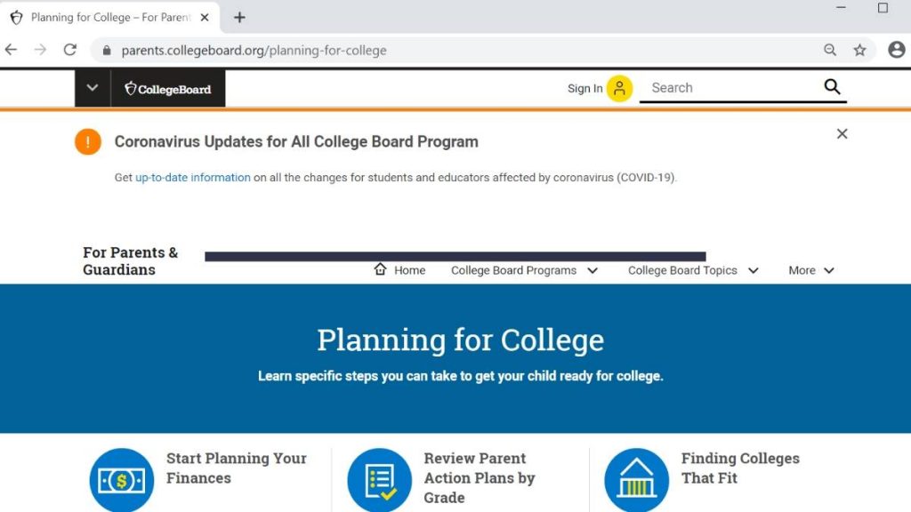 Image of Planning for College Web Page