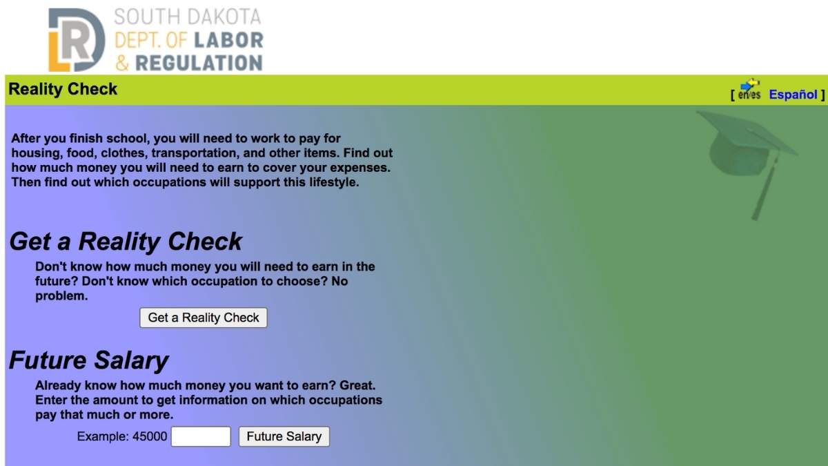 Screenshot of Reality Check website